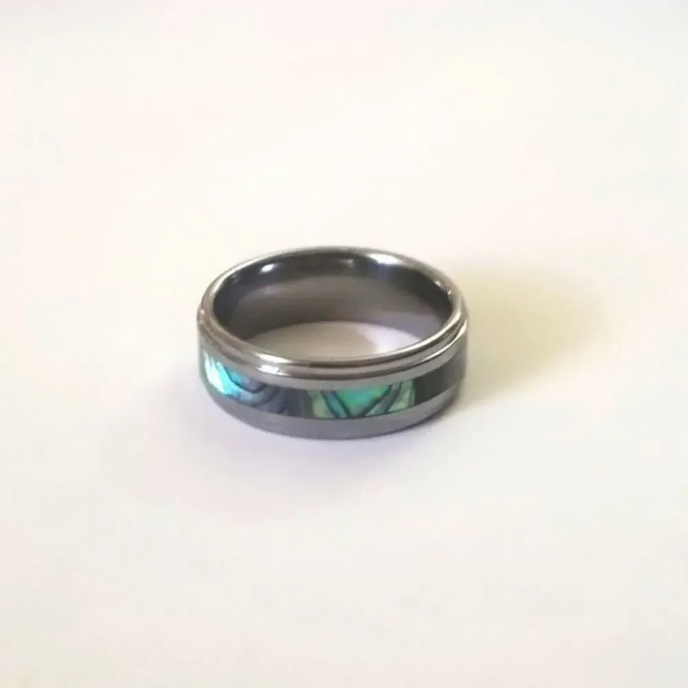 New‎ Tungsten carbide Abalone Inlay Center Ring size 8